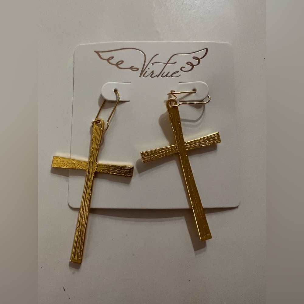 NWOT Virtue Cross Earrings